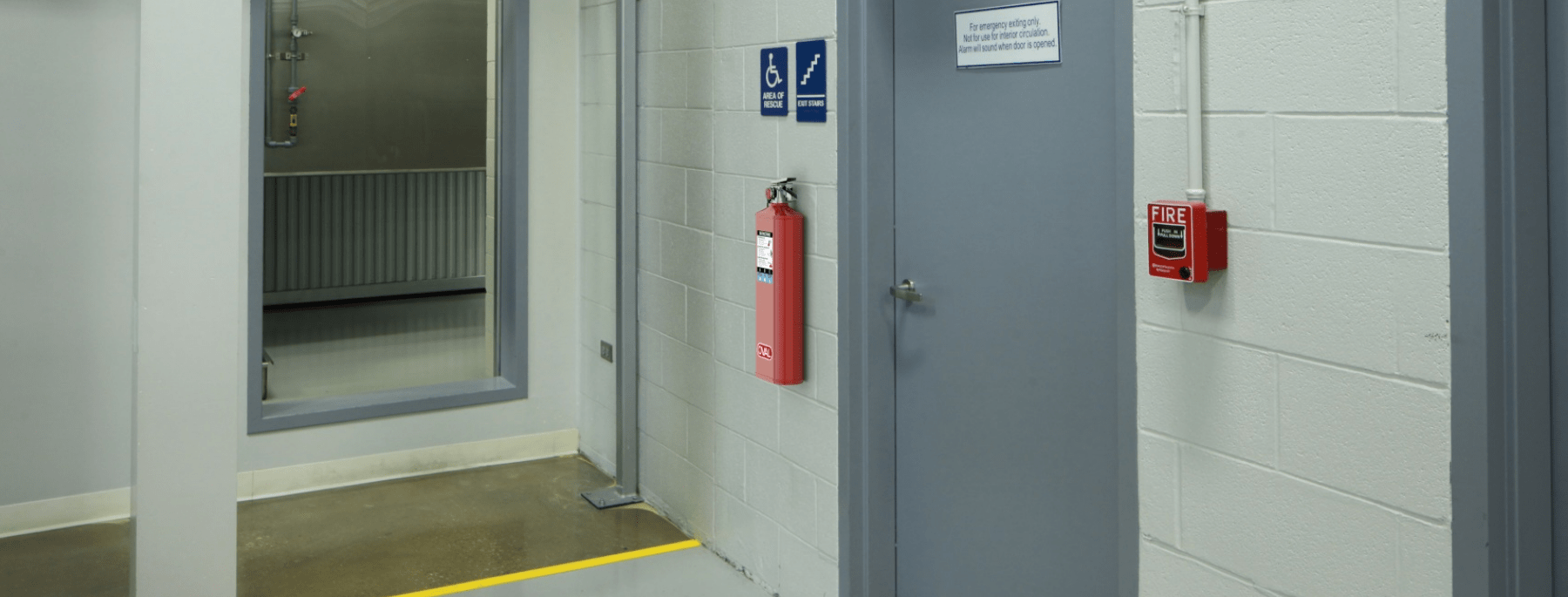 Oval fire extinguisher stairwell
