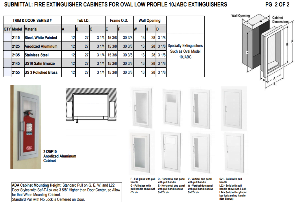 oval fire extinguisher cabinet spec sheet2