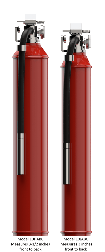 oval fire extinguisher side views and depth dimensions 01